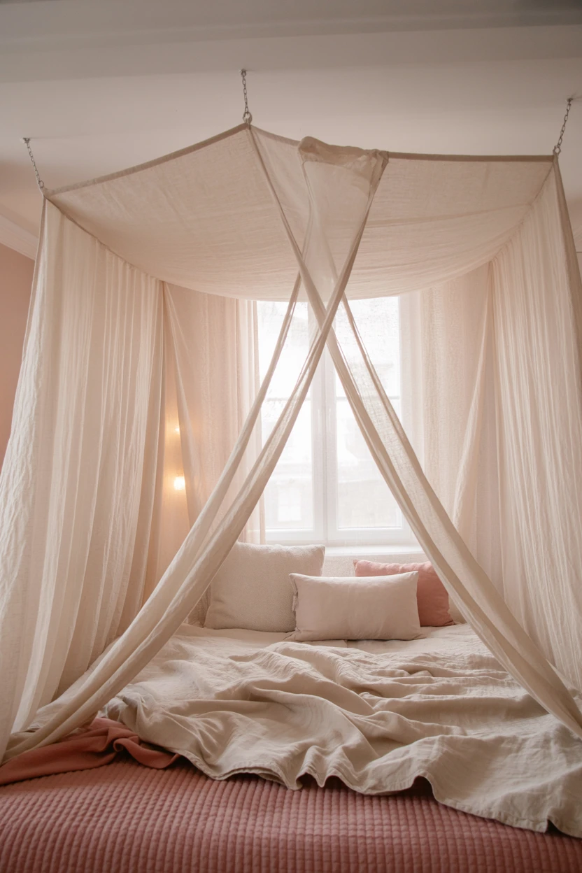 Drape a Sheer Fabric Canopy for a Soft Cocoon