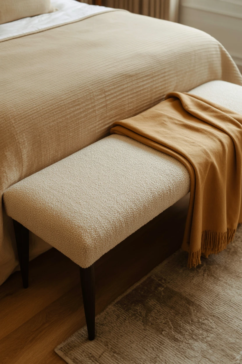 Place a Plush Bench at the Foot of the Bed