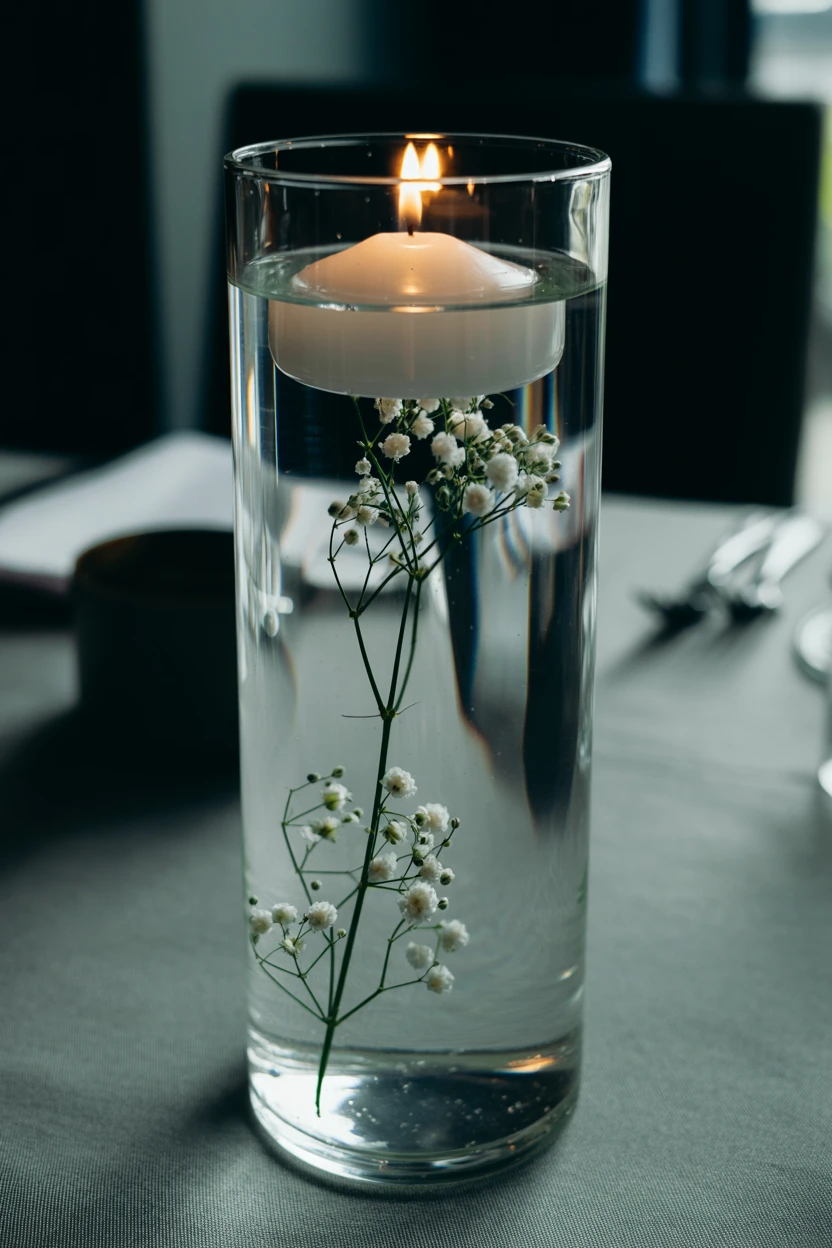 Submerged Stems in a Tall Cylinder Vase