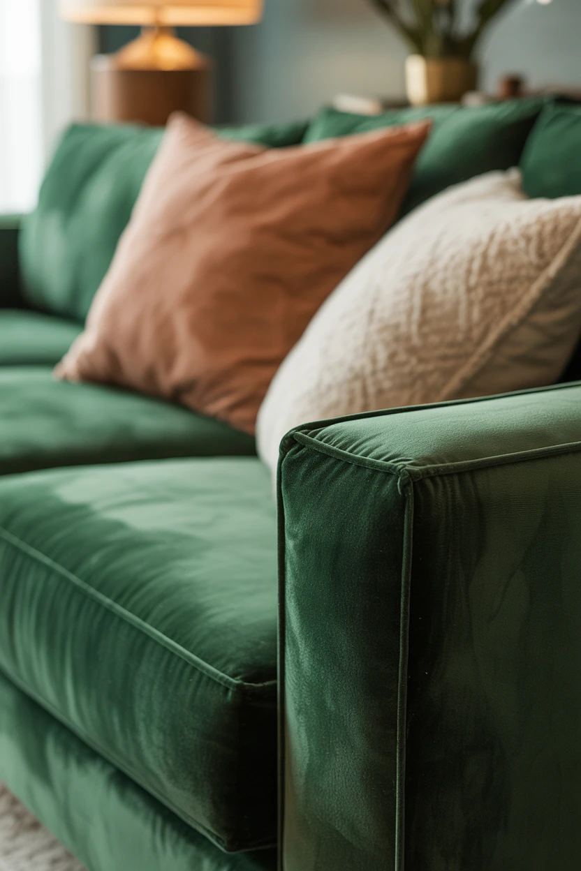 Anchor the Room with a Deep Emerald Velvet Sofa