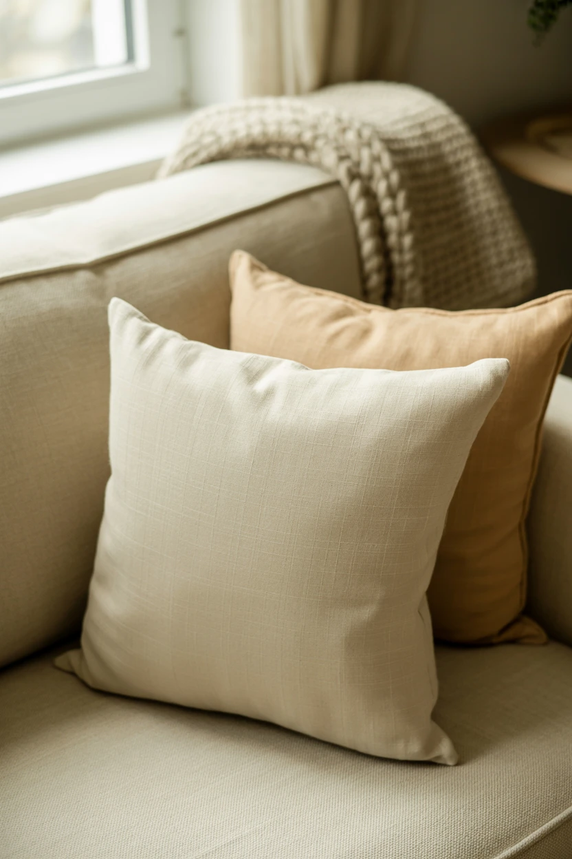 A Set of Neutral Linen-Blend Pillow Covers