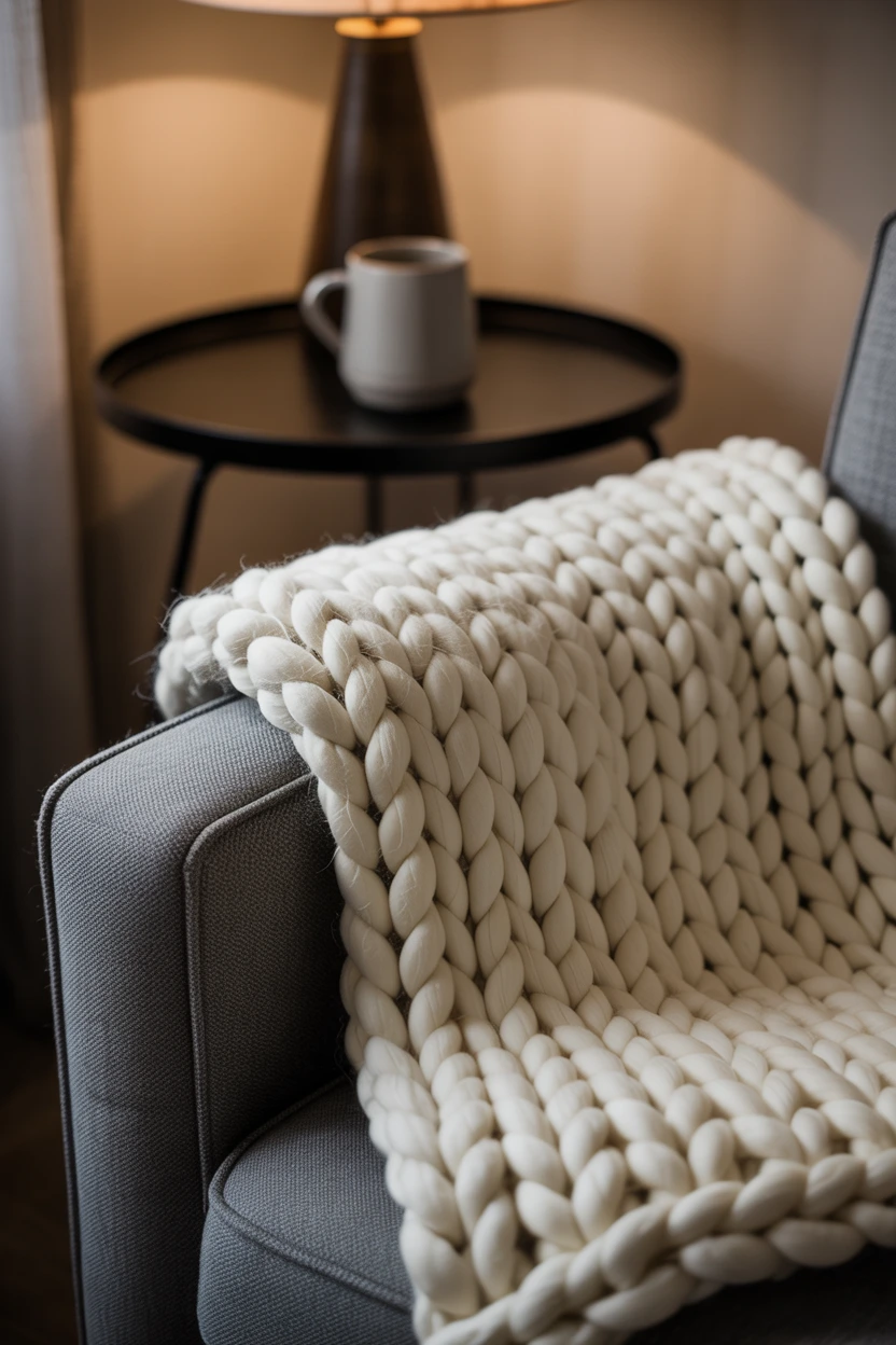 A Chunky Knit Throw Blanket
