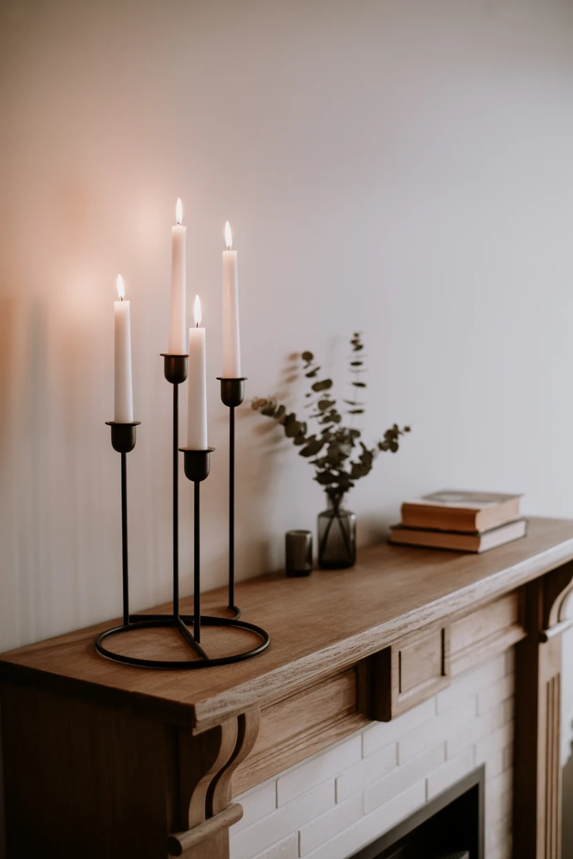 Matte Black Metal Candlesticks