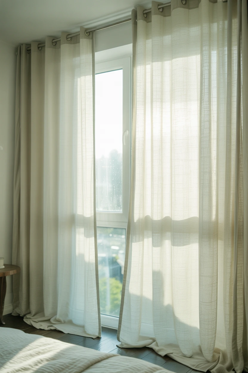 Install Floor-to-Ceiling Sheer Linen Curtains