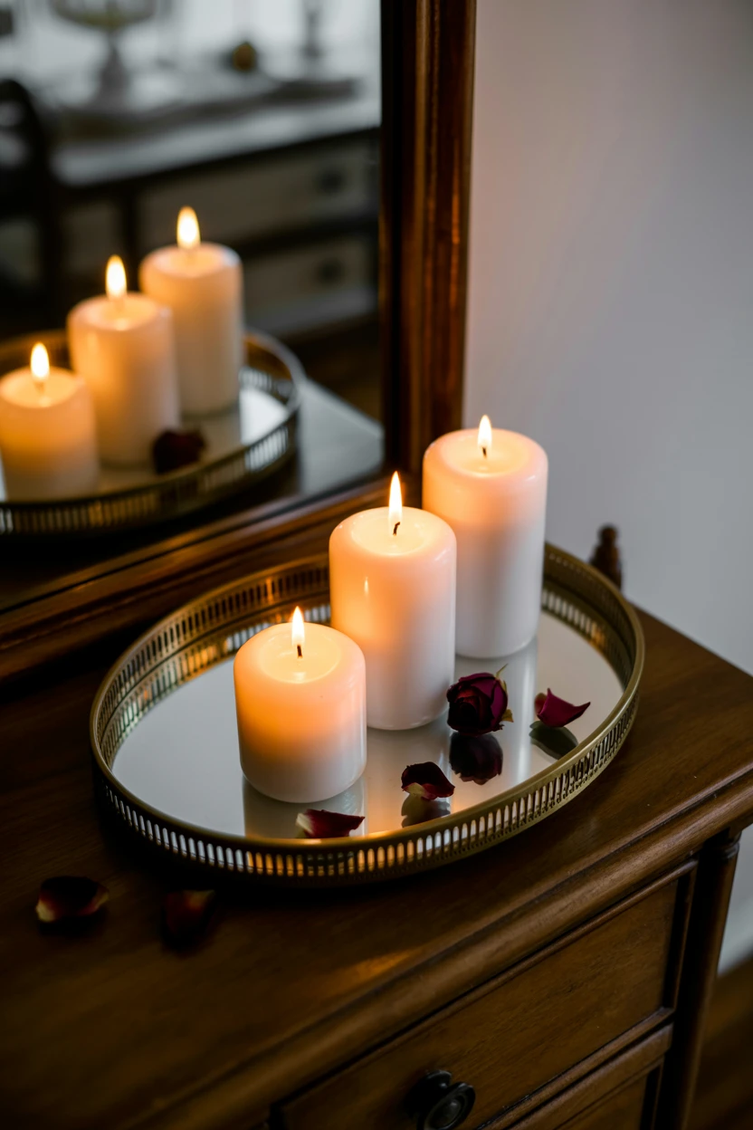 Create a Candle Cluster on a Mirrored Tray