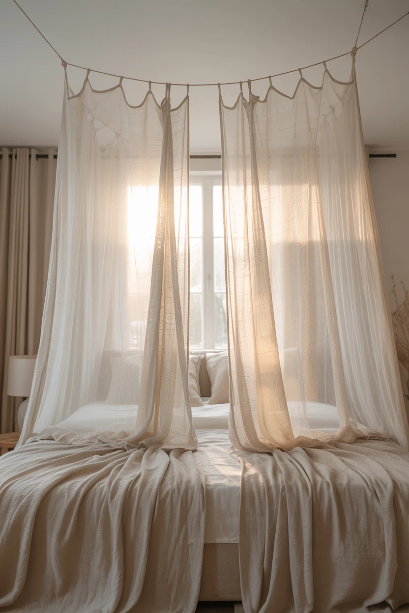 Hang a Billowing Canopy of Sheer White Fabric
