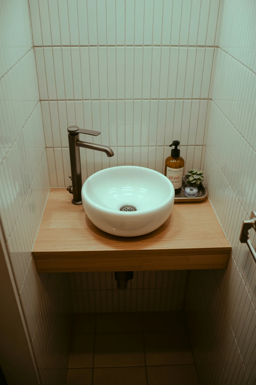 Choose a Slim Floating Vanity with a Vessel Sink