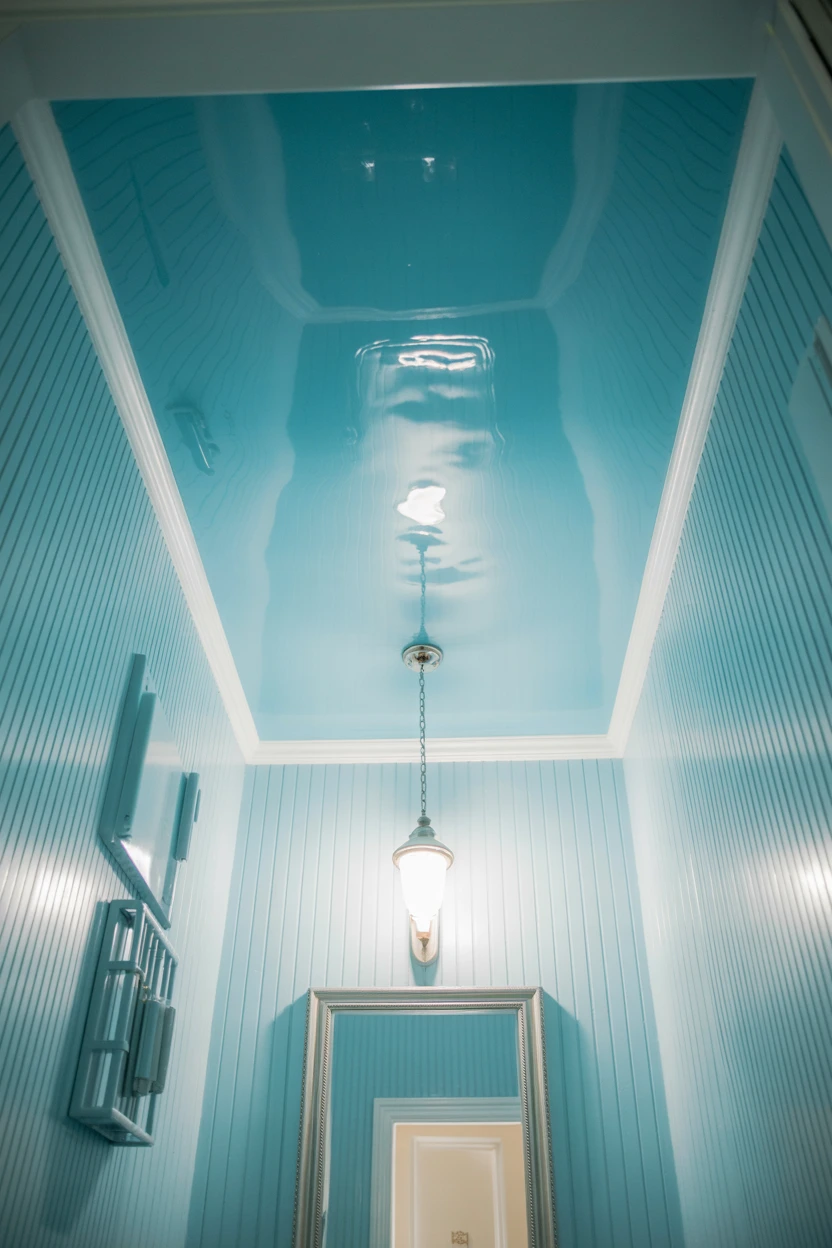 Paint the Ceiling in a High-Gloss Finish to Reflect Light