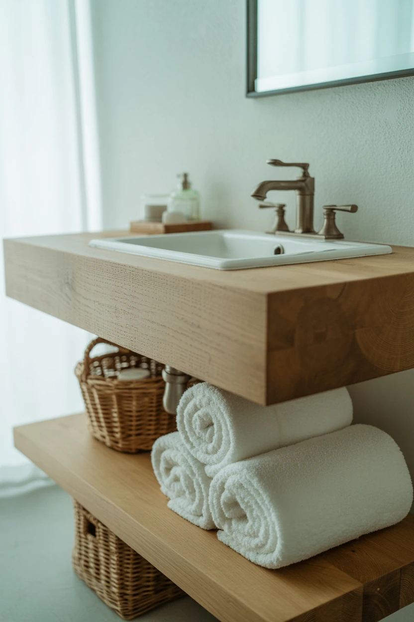 A Floating Reclaimed Wood Vanity for Earthy Elegance