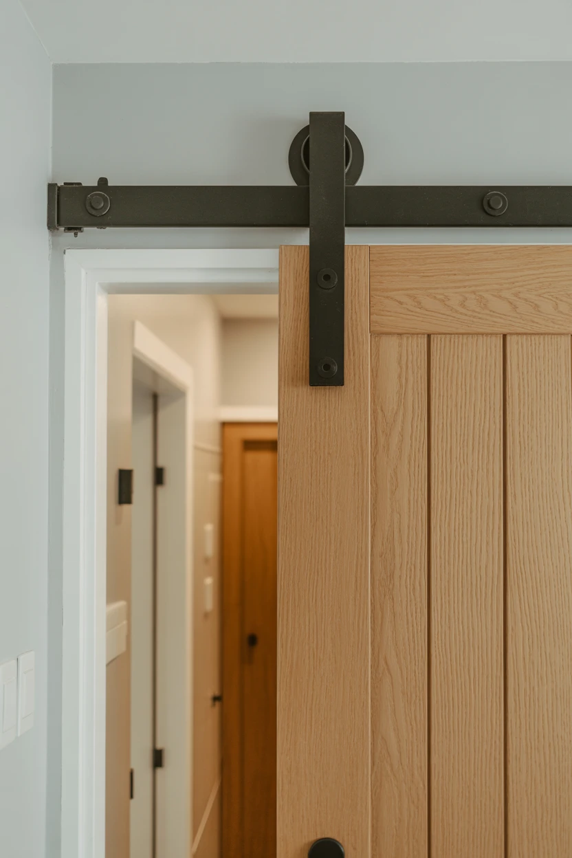 A Sleek, Modern Barn Door with Minimalist Hardware