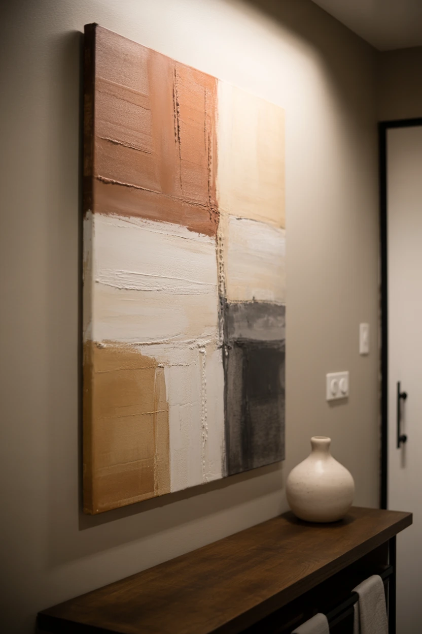 A Single Piece of Abstract, Earth-Toned Art