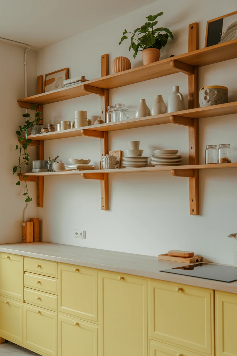 Pair with Natural Wood Open Shelves for an Airy Feel