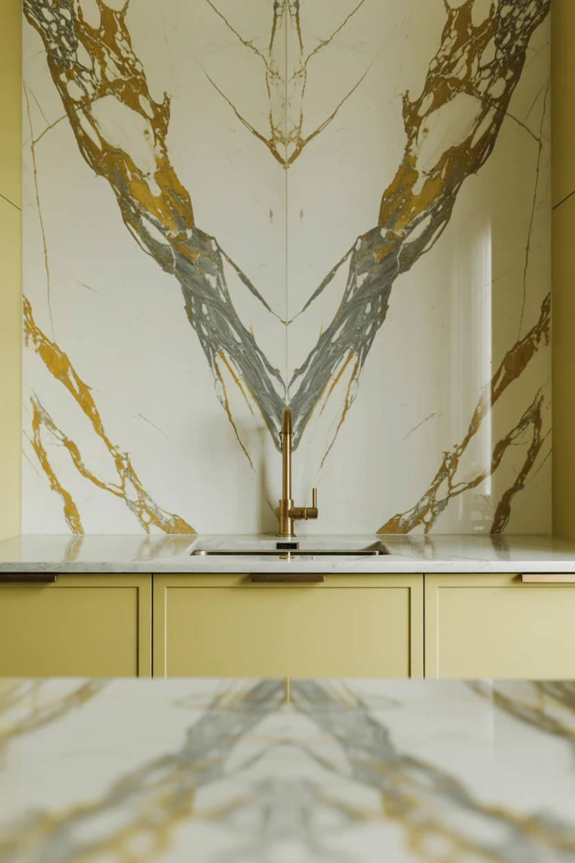 Make a Statement with a Full-Height Marble Slab Backsplash