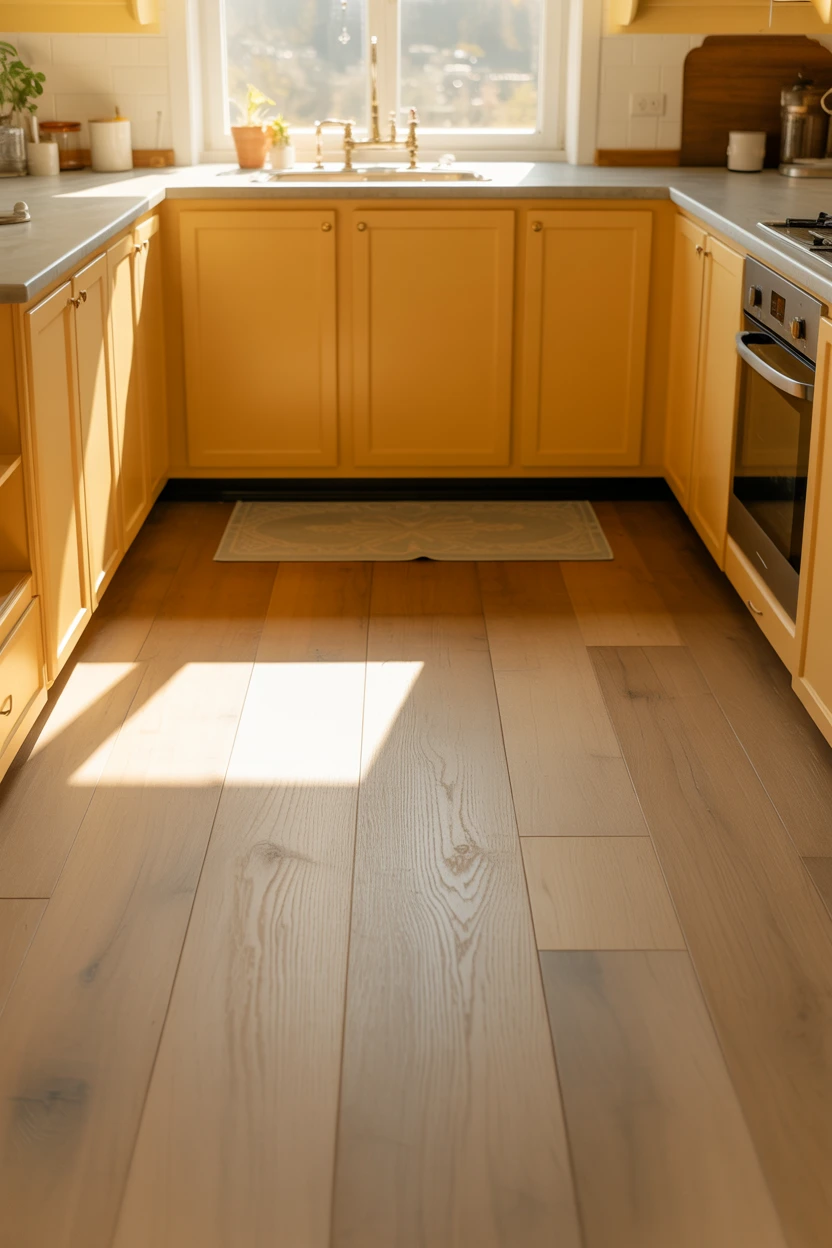 Ground the Space with Warm Oak Hardwood Floors