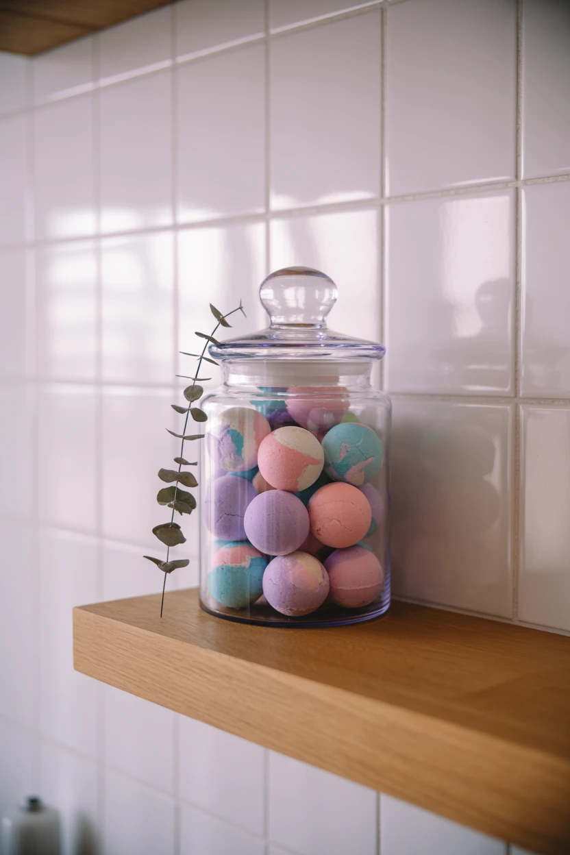 Display Bath Bombs or Salts in a Glass Apothecary Jar