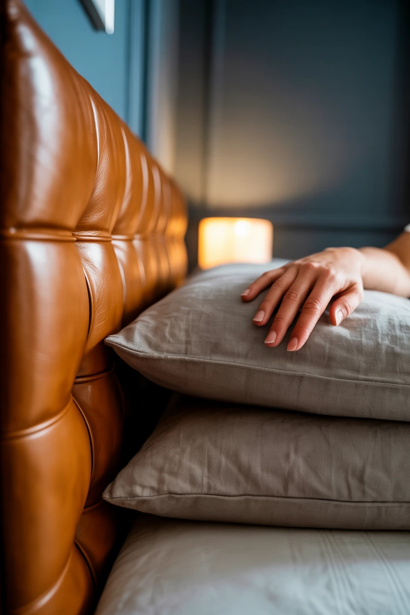 Introduce a Rich Leather Headboard