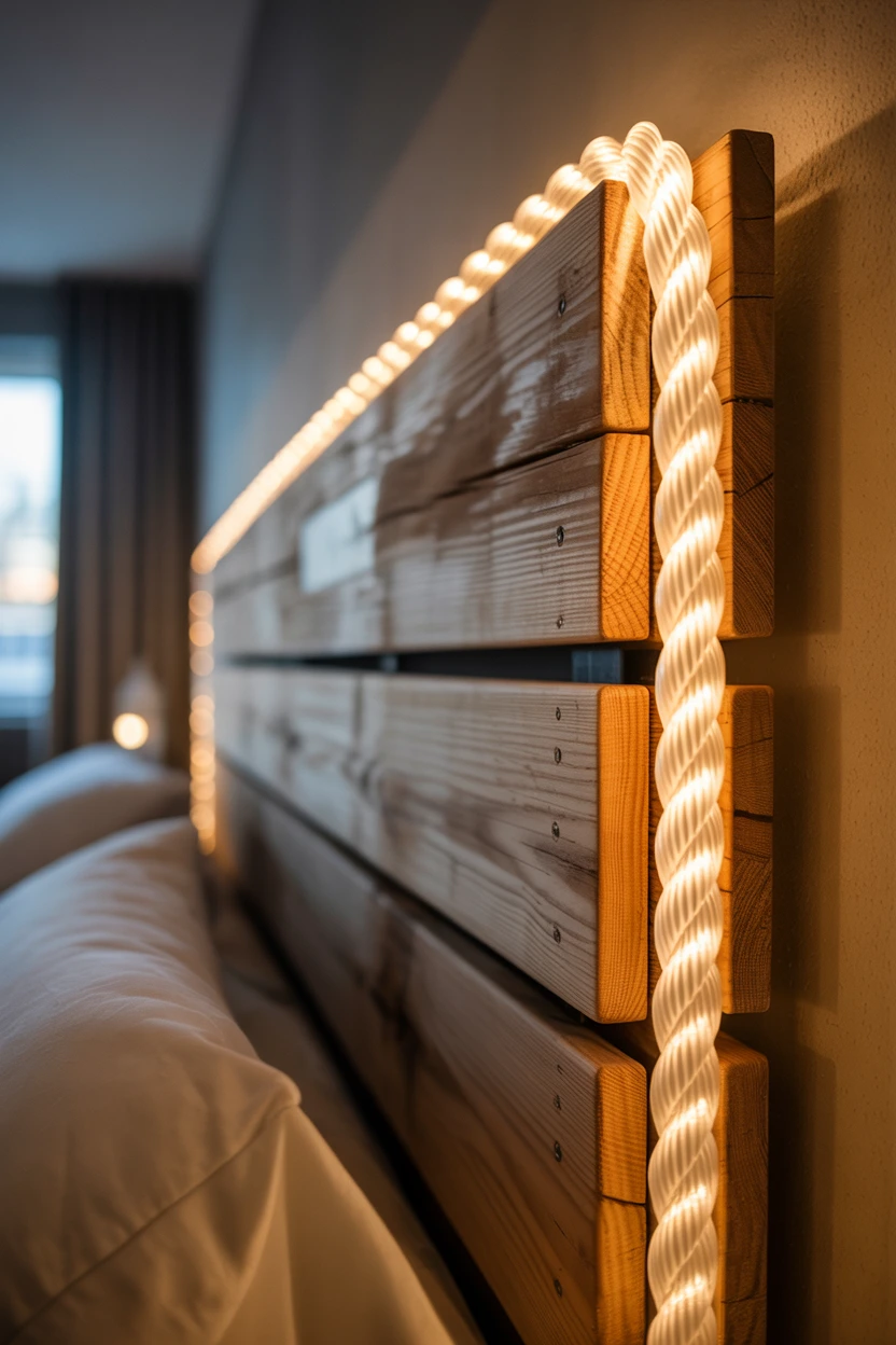 Wrap a Headboard in Rope Lights