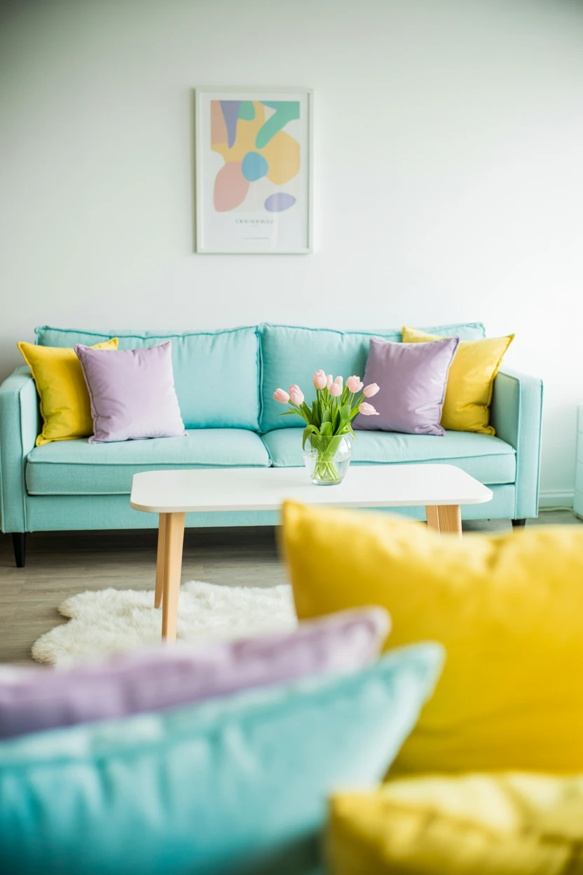Use a Light Mint Green Sofa for a Playful, Pastel Look
