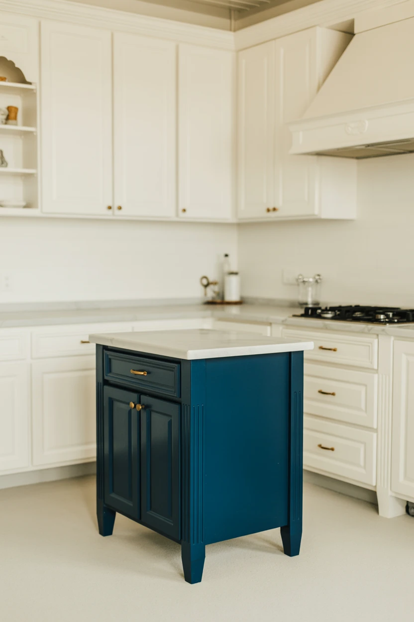 A Kitchen Island with a Contrasting Color