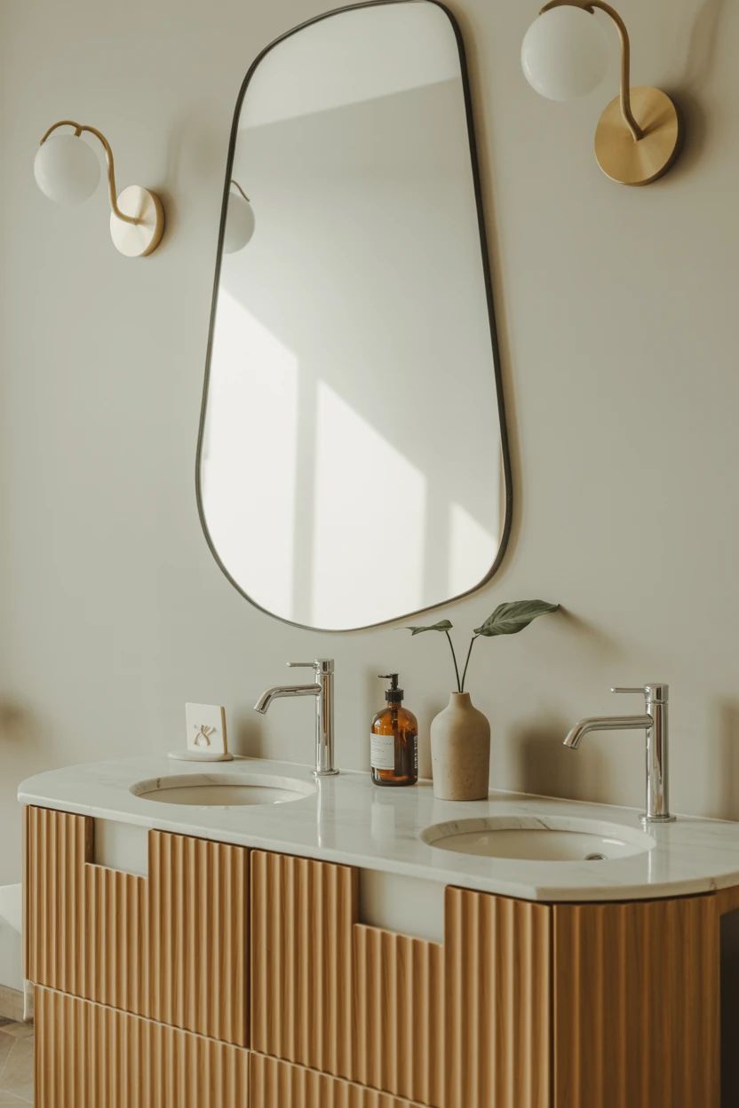 Anchor the Space with a Fluted Oak Vanity