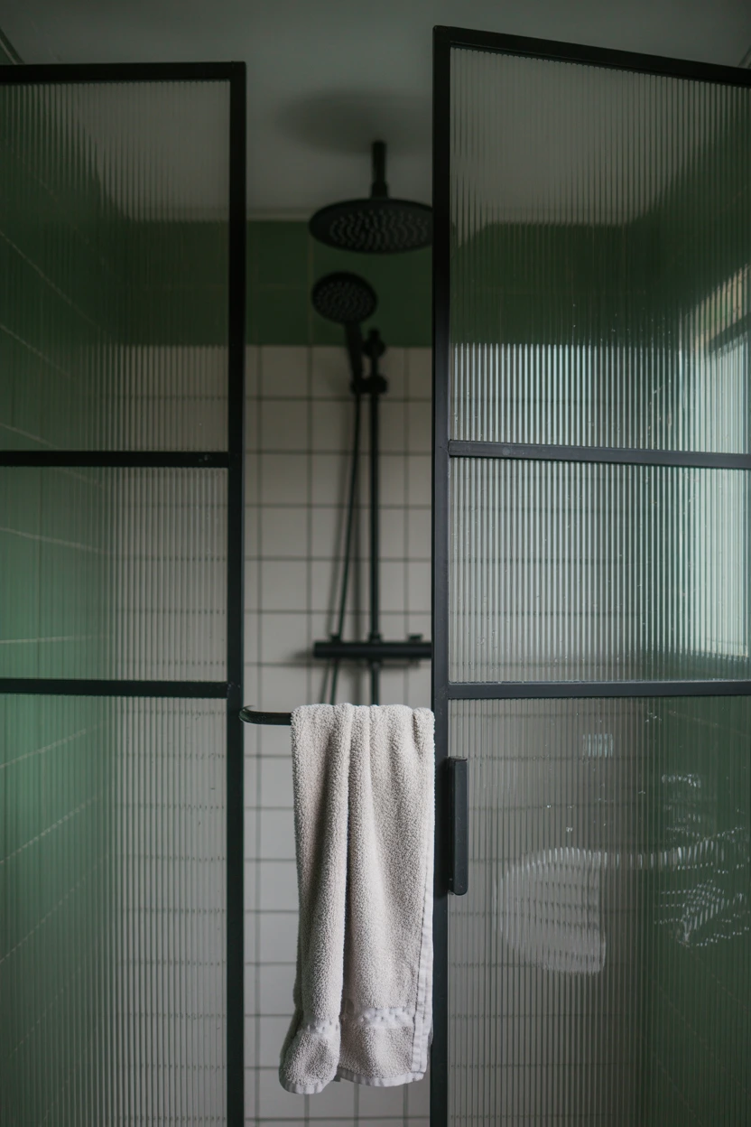 Define the Shower with a Ribbed or Fluted Glass Screen