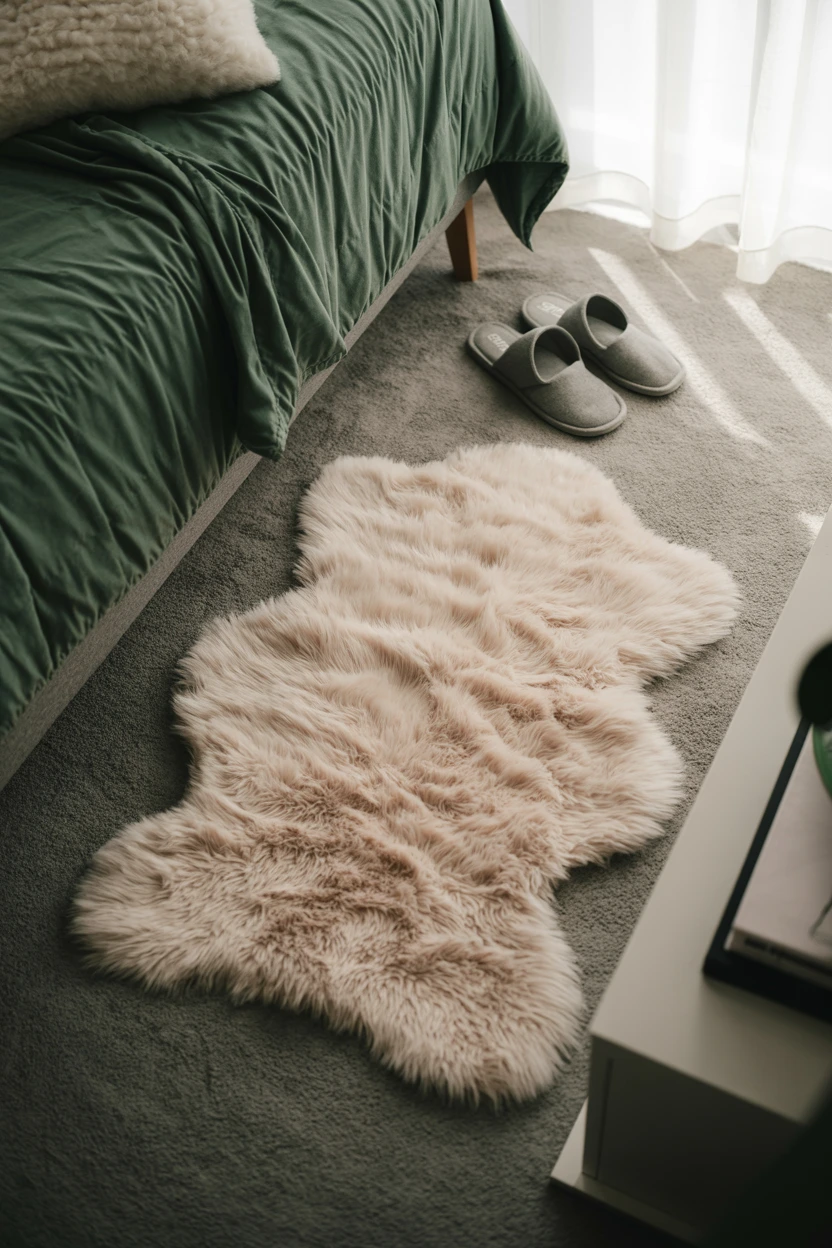Use a Plush Faux Fur Rug to Define Your Space