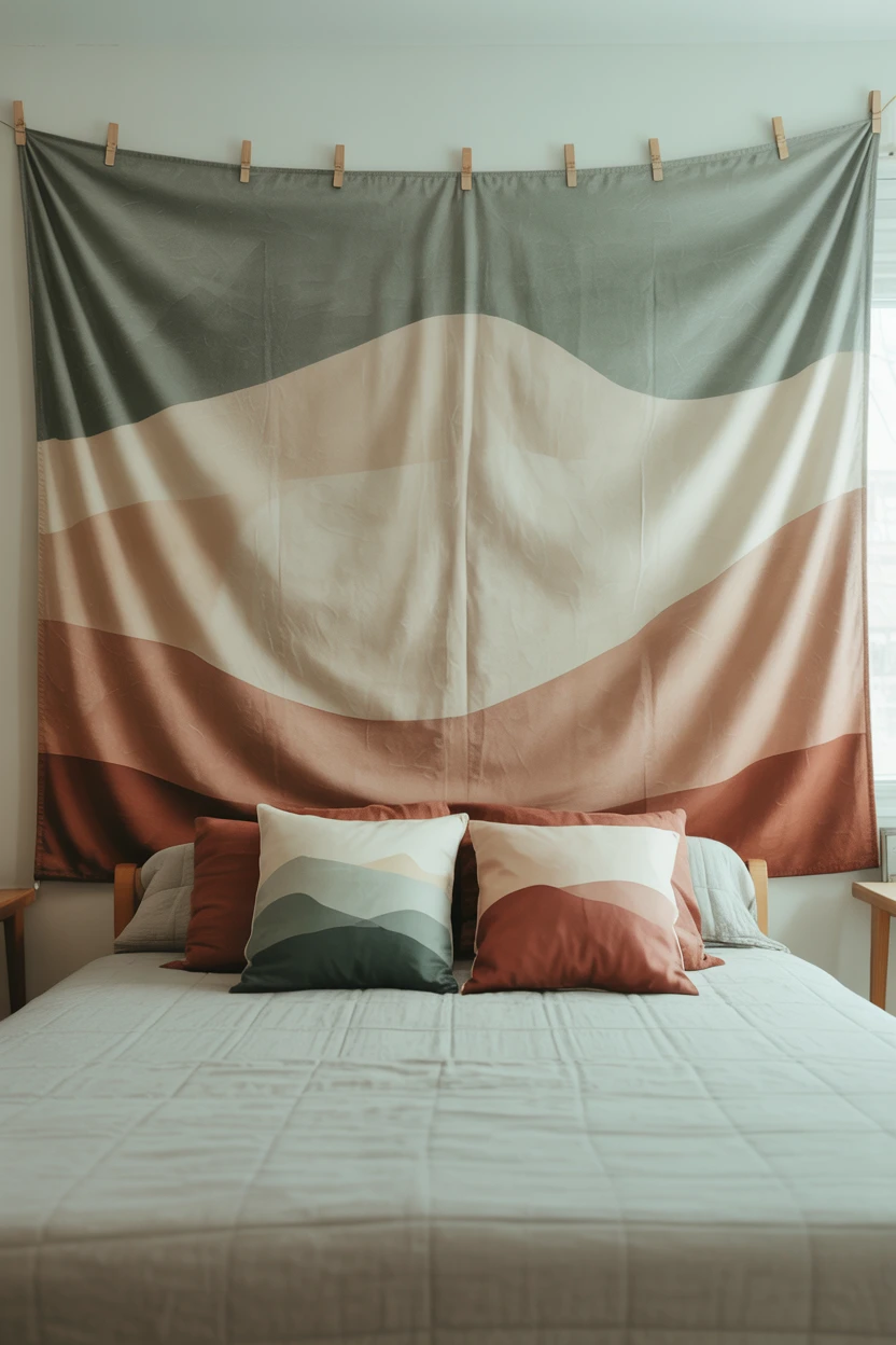Hang a Large, Soft Fabric Tapestry Above the Bed