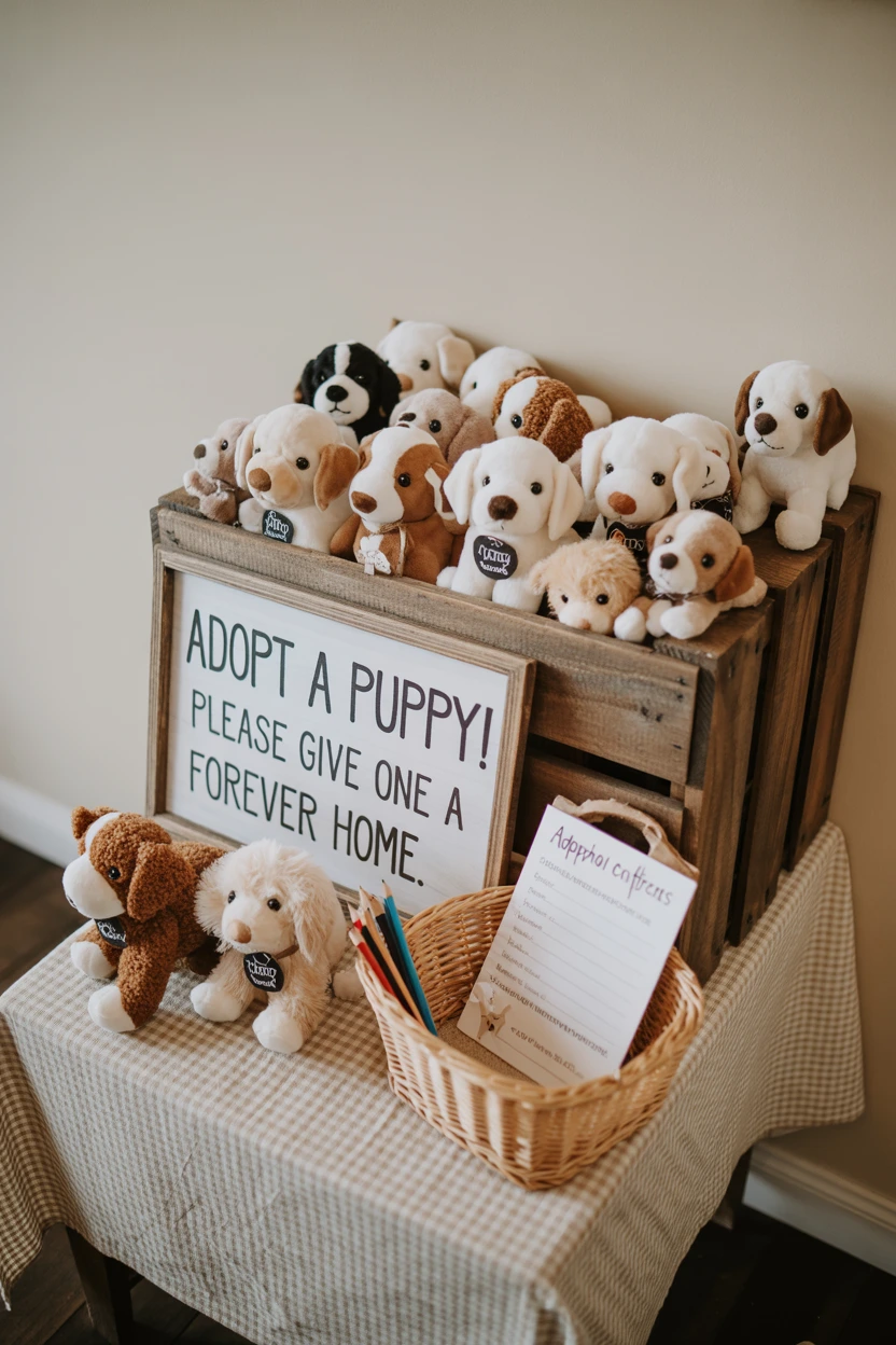 Adopt-a-Puppy Favor Station with a Crate Display