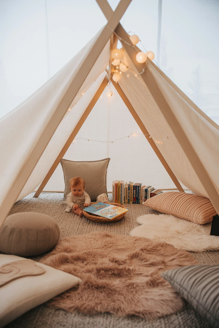 A Low-to-the-Ground Blanket Fort Play Corner