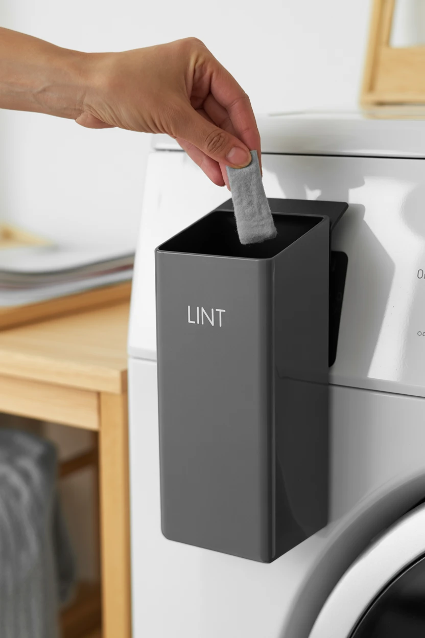 Stick a Magnetic Lint Bin to the Side of Your Dryer