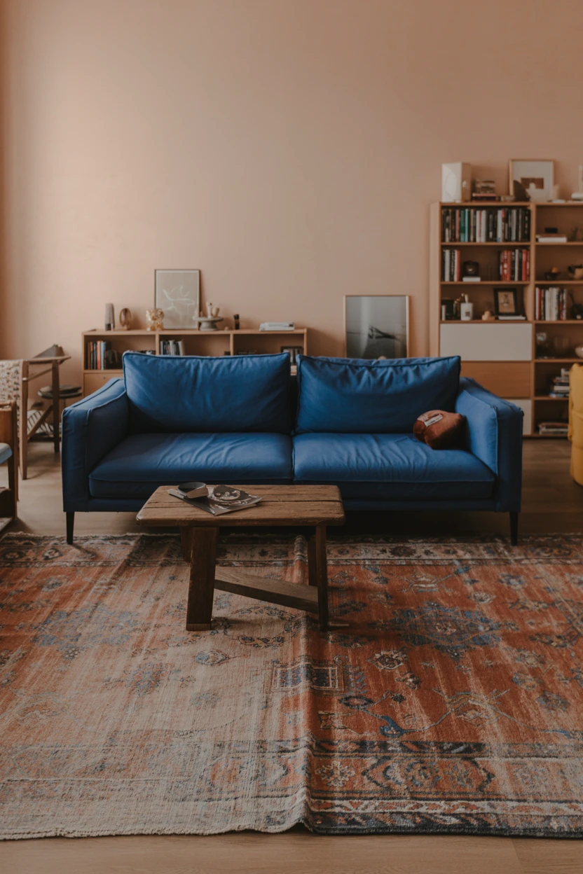 Ground the Space with a Faded Persian Rug