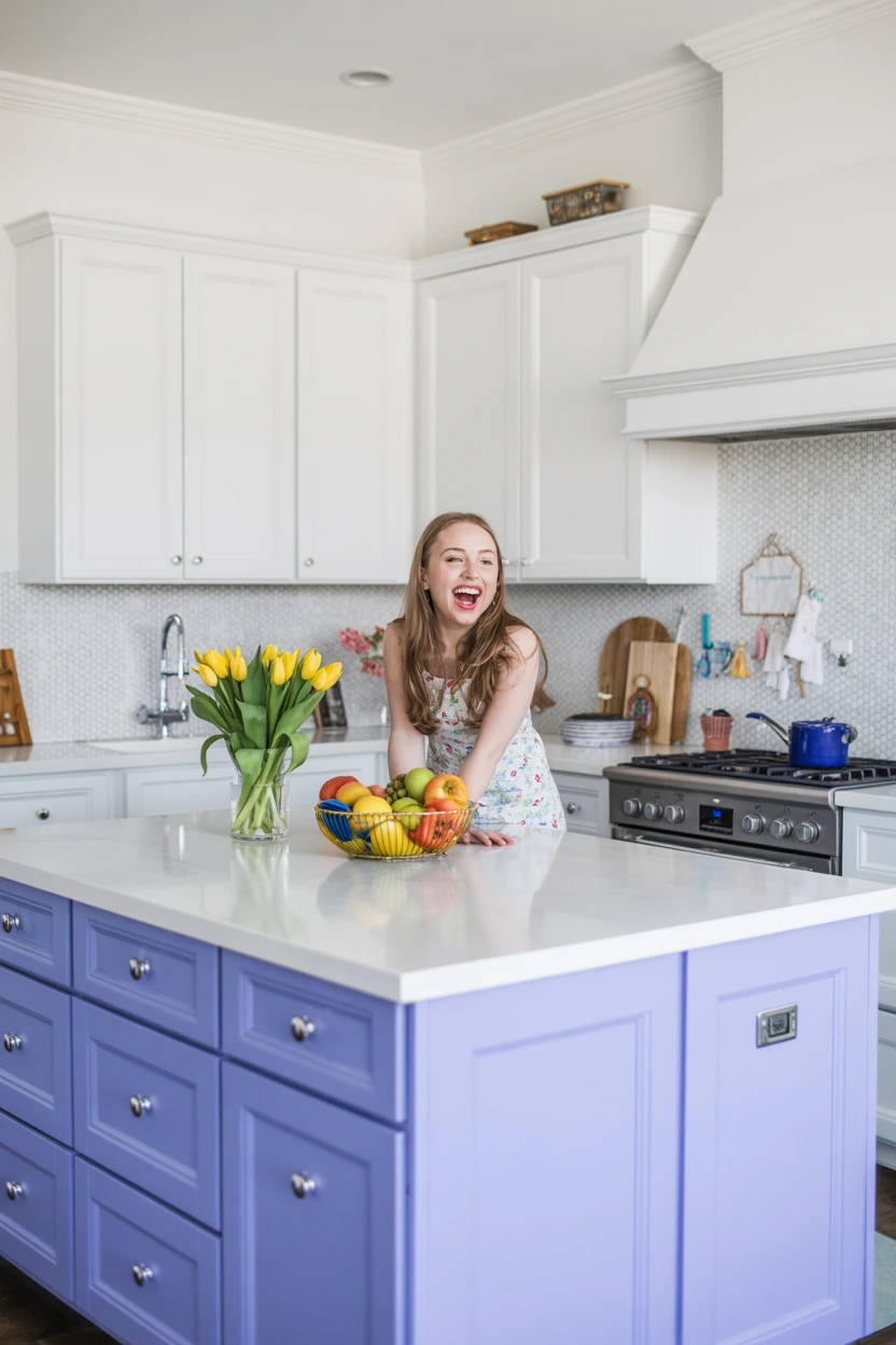 Periwinkle Blue Island for a Playful, Cheerful Kitchen