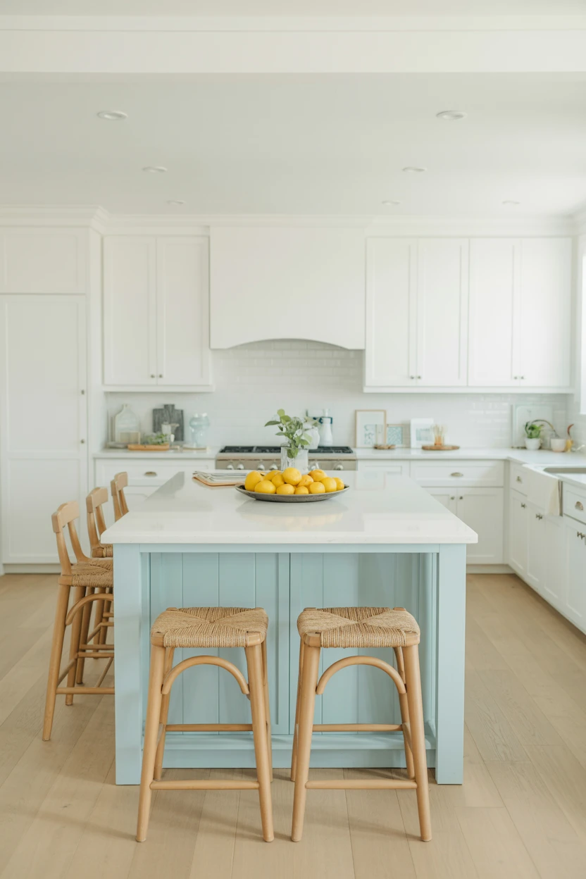 Light and Airy Sky Blue Island for a Coastal Feel