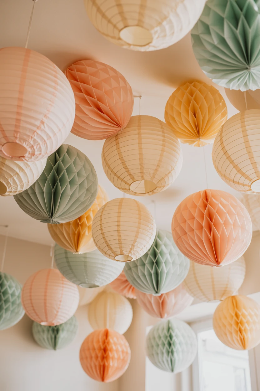 Hang Whimsical Paper Lanterns and Honeycomb Balls