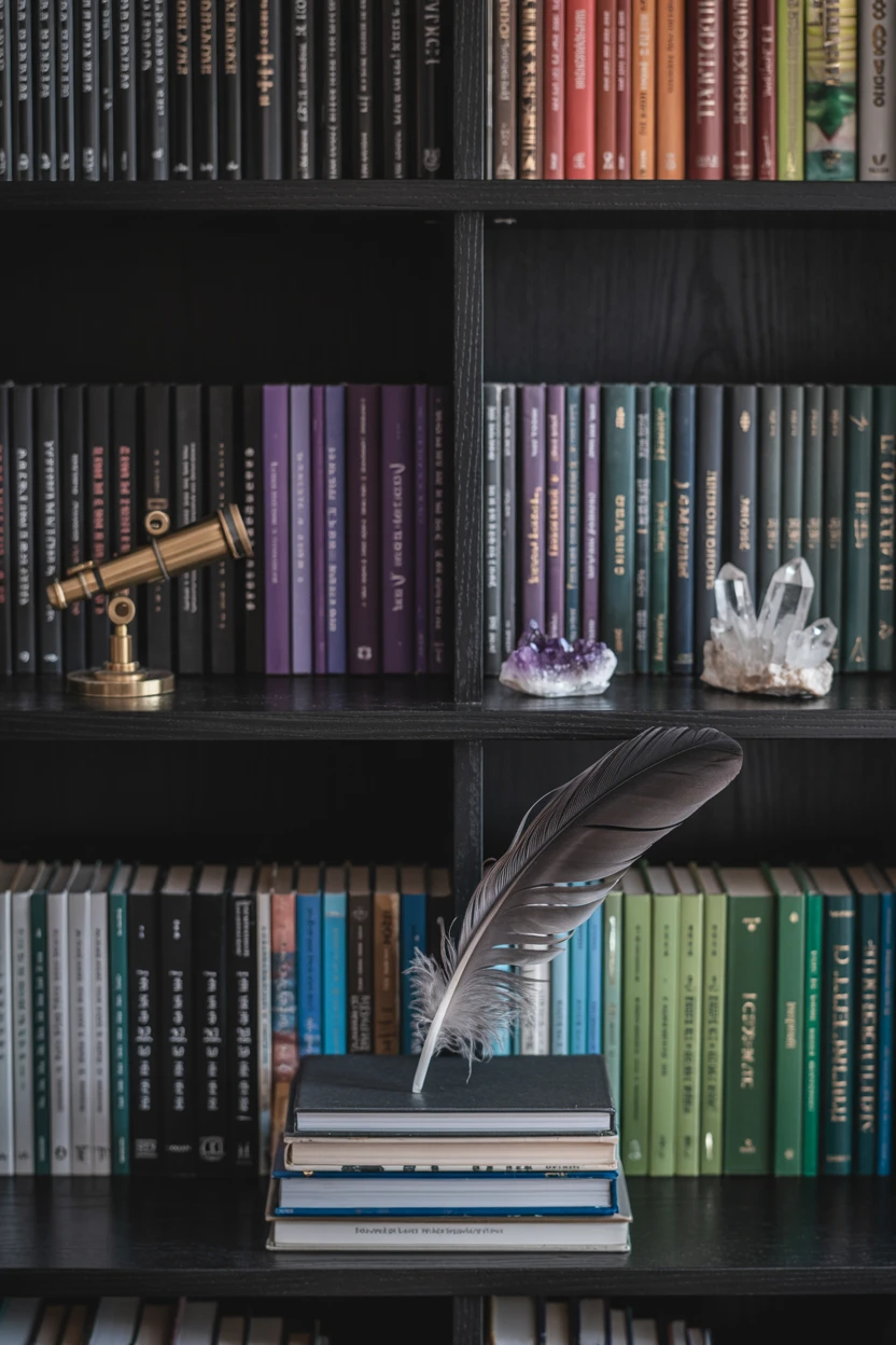 Style a Bookshelf by Color and Add Occult Objects
