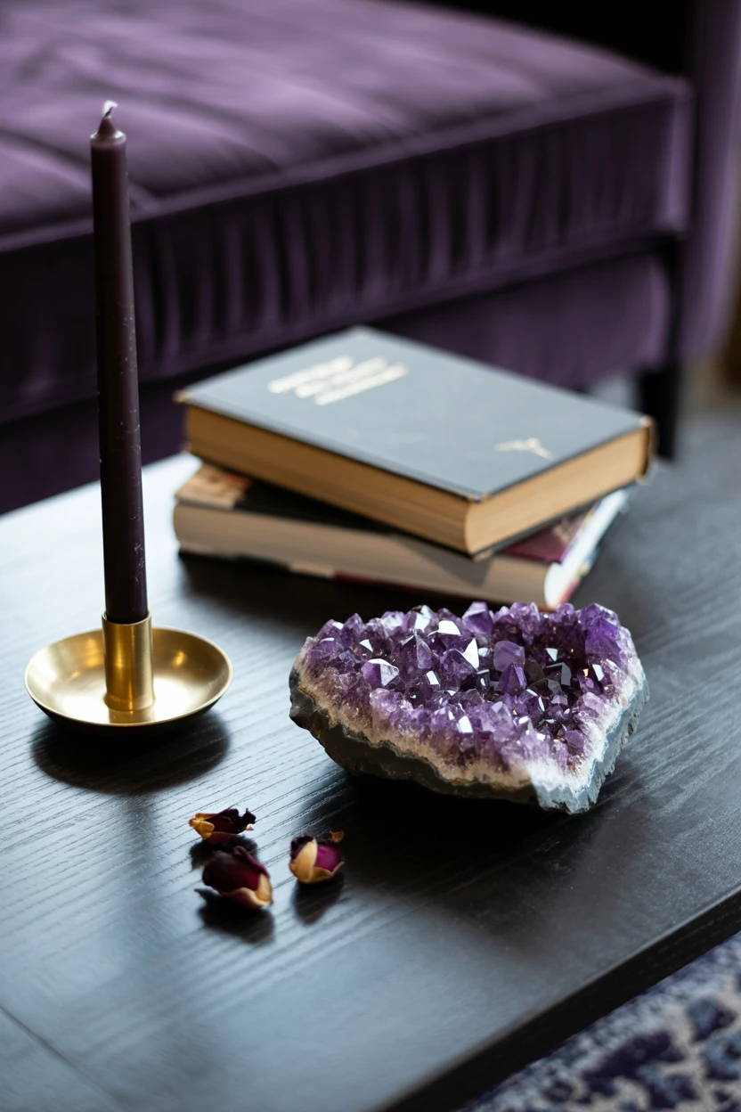 Use a Large Amethyst Geode as a Coffee Table Centerpiece