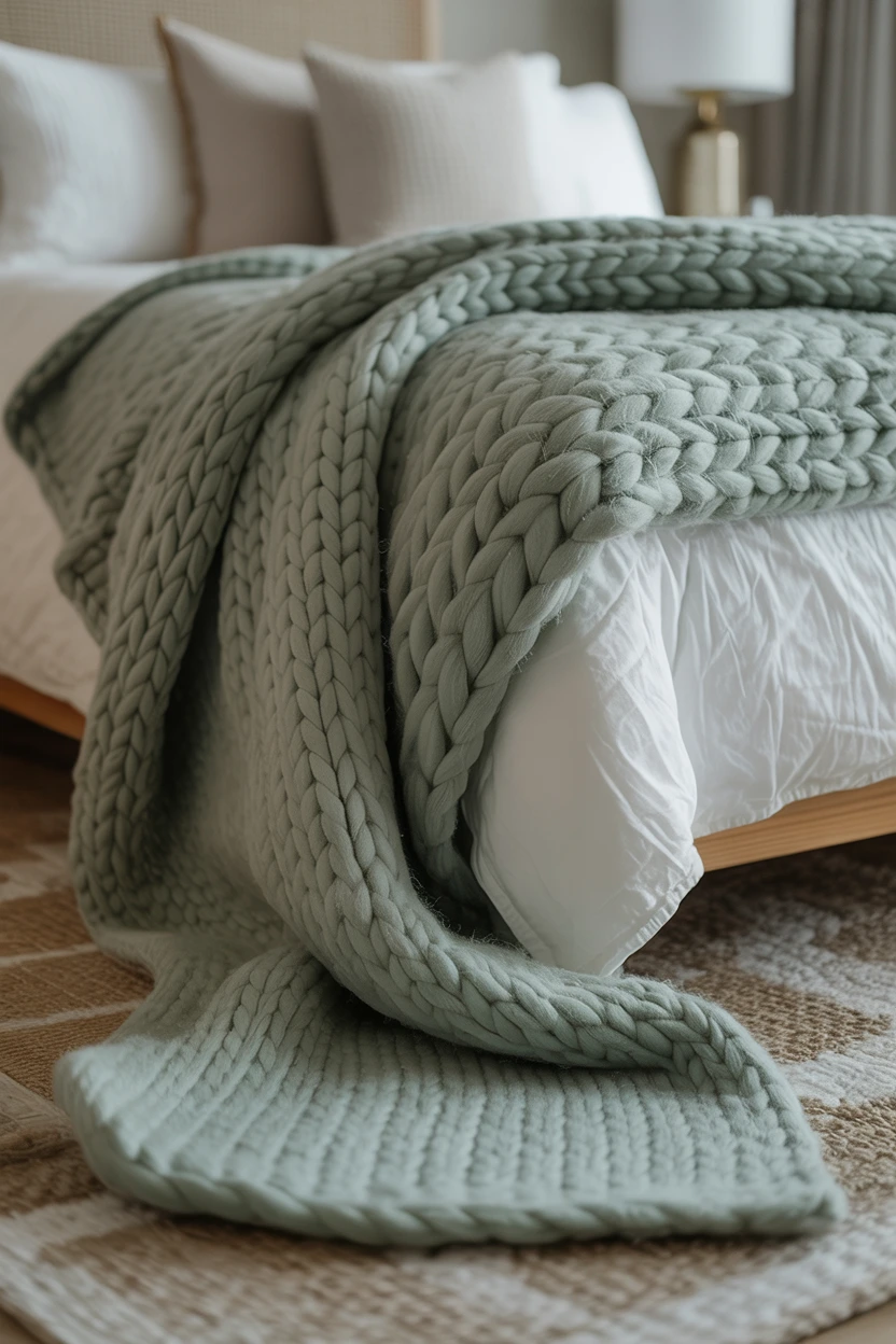 Drape a Throw Blanket at the Foot of the Bed