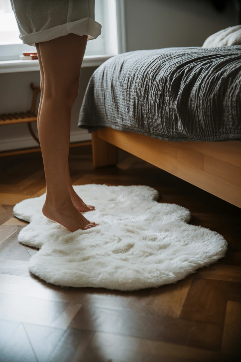 Lay a Small, Plush Rug Right Beside the Bed
