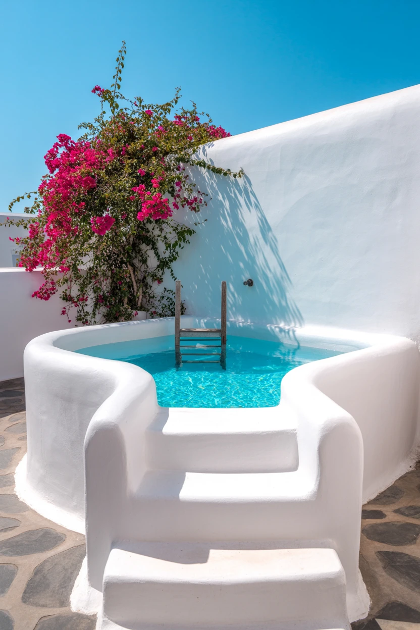 The White Stucco Pool for a Santorini Vibe