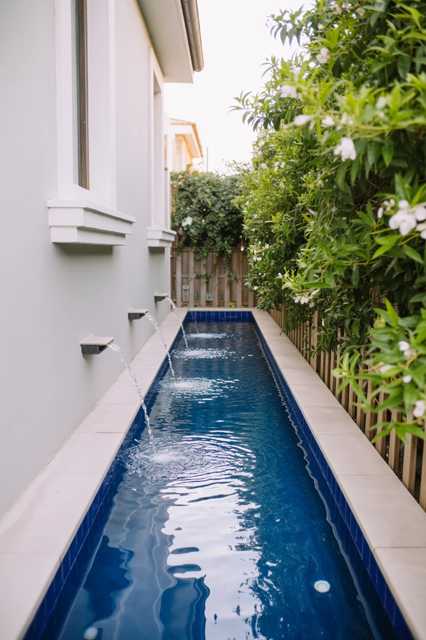 The Narrow Lap Pool Alongside a Side Yard
