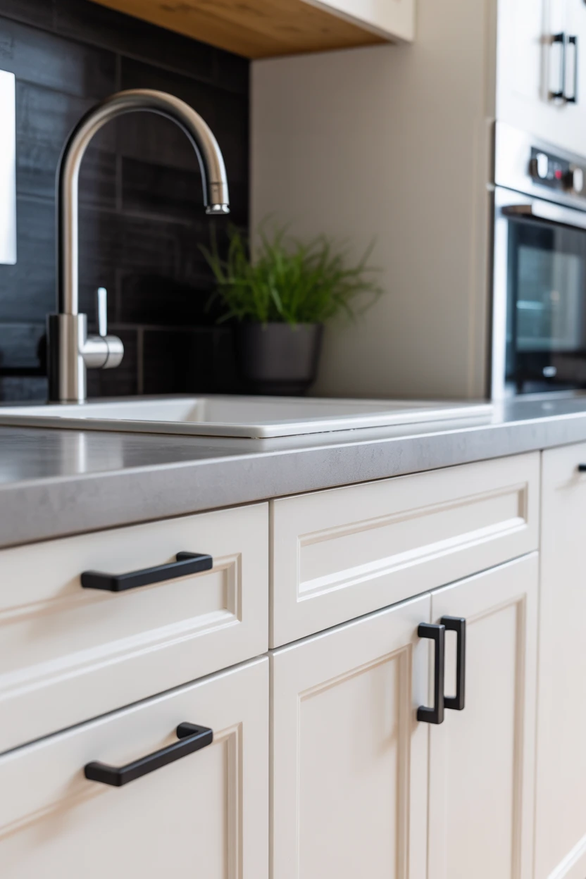 Incorporate Matte Black Hardware and Faucets for Graphic Contrast