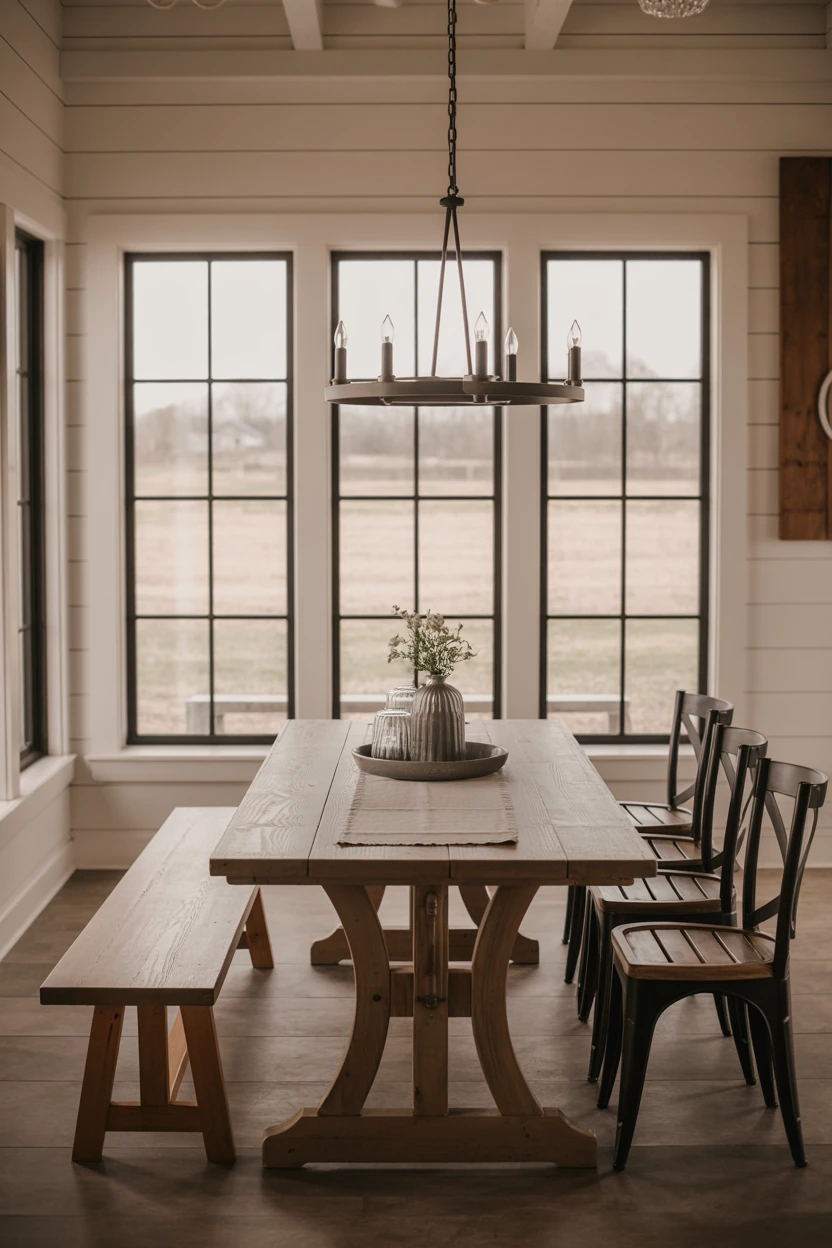 Modern Farmhouse with a Trestle Table