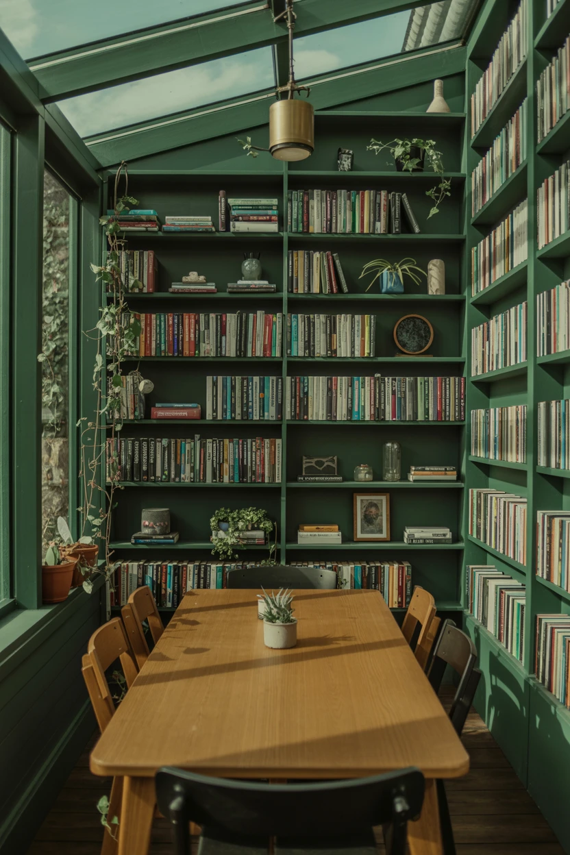 Create a Dining Library with Wall-to-Wall Bookshelves
