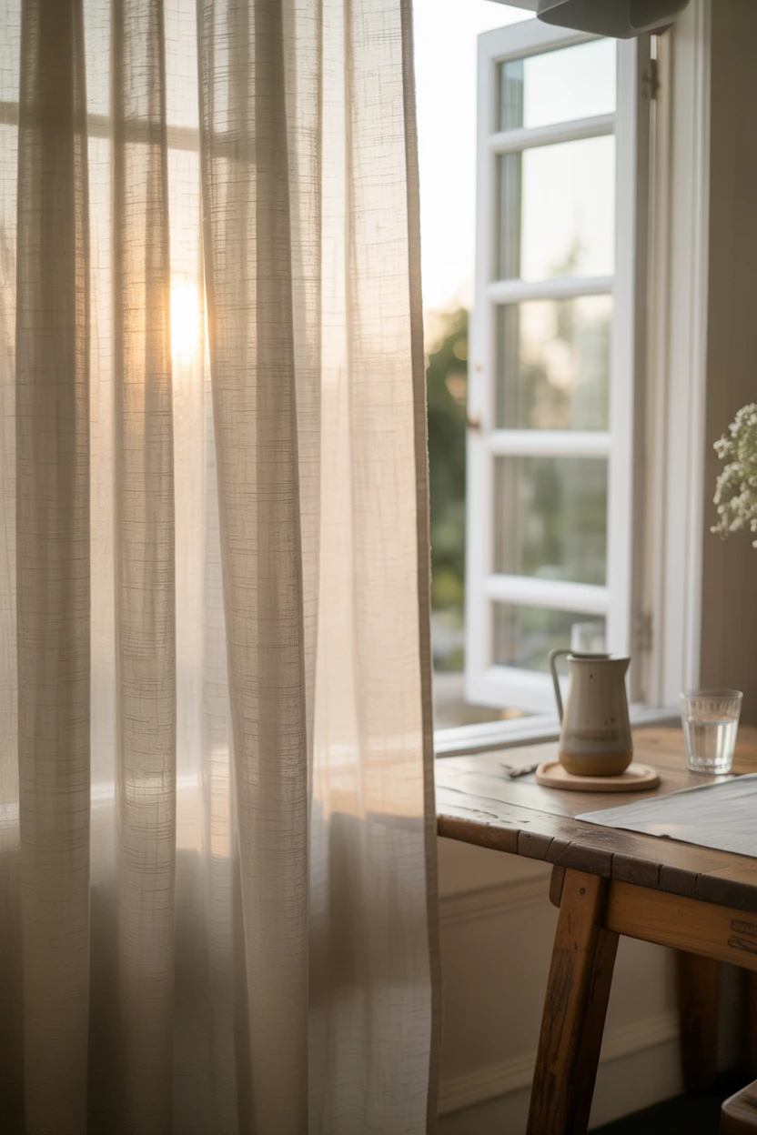 Use Sheer Linen Curtains to Diffuse Harsh Light