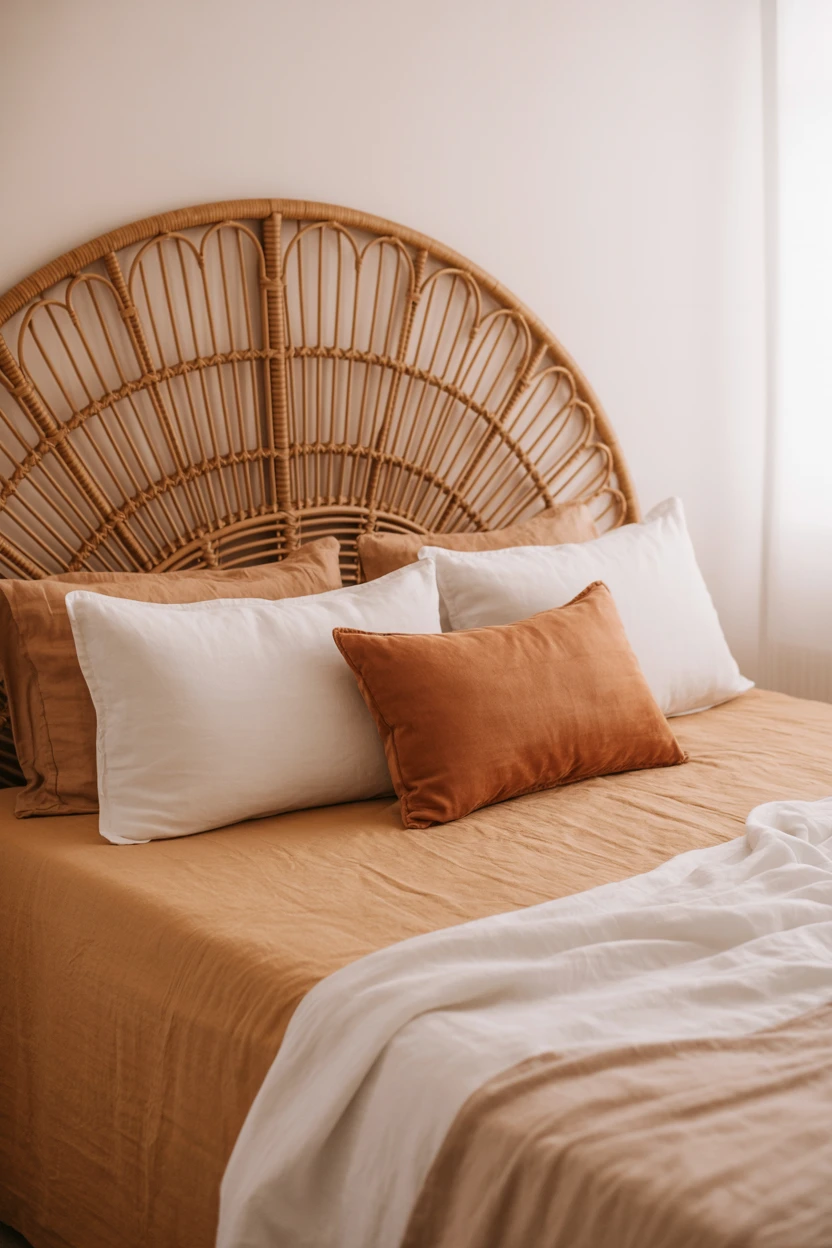 A Woven Rattan Statement Headboard