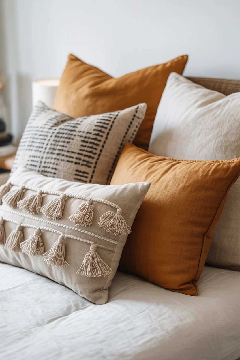 A Mix of Textured Throw Pillows