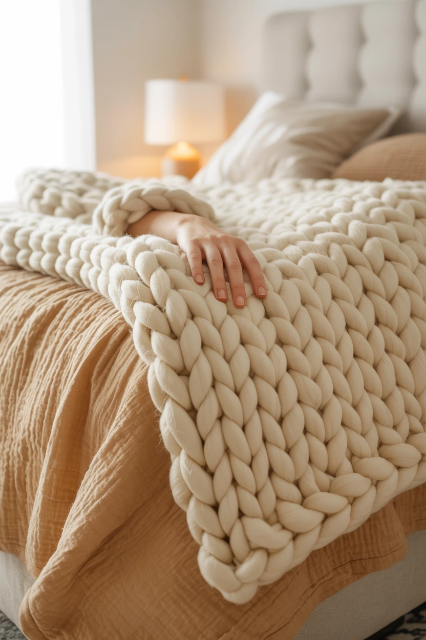 A Chunky Knit Throw Blanket