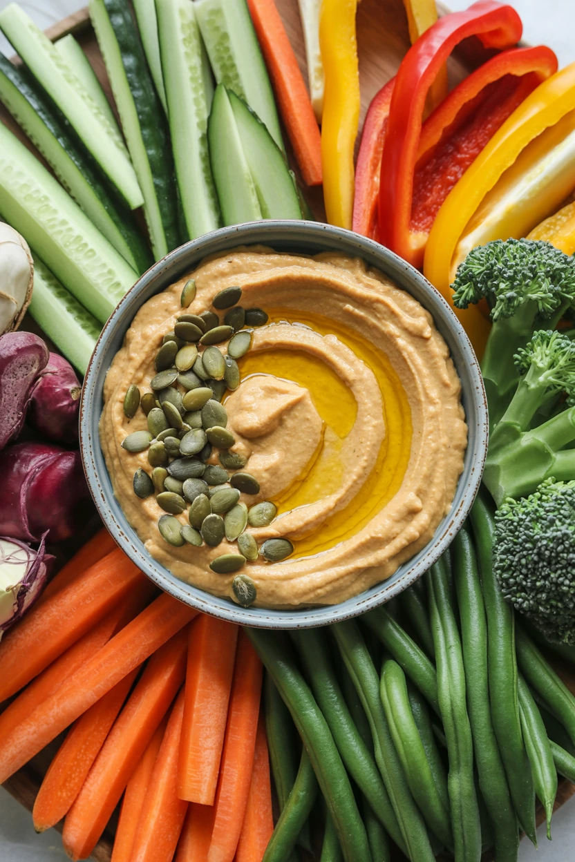 The Rustic Crudités Board with Pumpkin Hummus