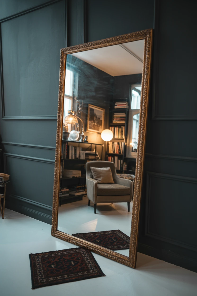 Use an Ornate, Oversized Mirror to Create Depth