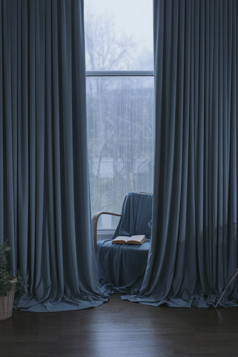 Drape Dark, Heavy Curtains for a Cocooning Effect